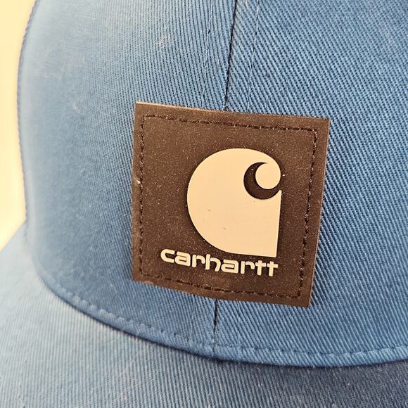 Carhartt Rugged Flex Twill Mesh-Back Logo Patch Hat Cap Deep Lagoon Blue--New - Picture 6 of 9
